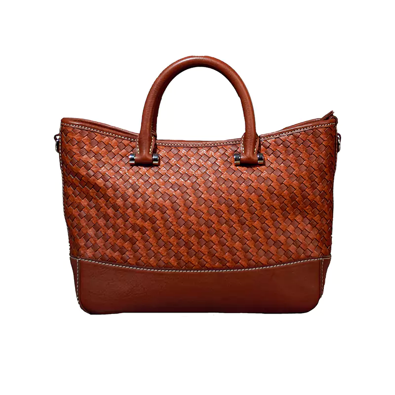 Crossbody-veske i vevd skinn
